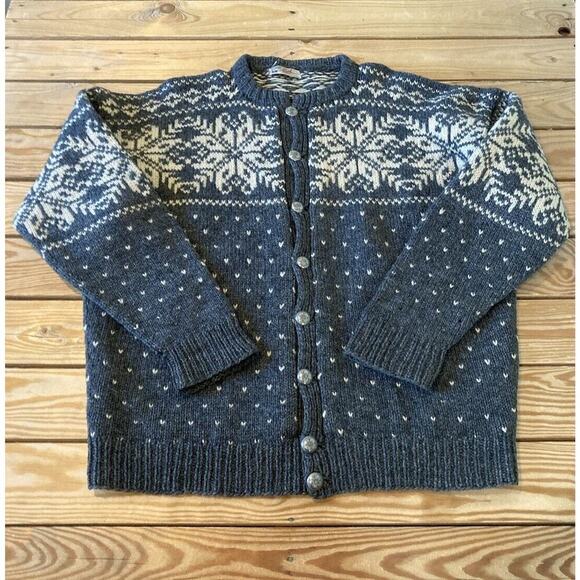 Handmade Norway Turi Wool Cardigan Sweater Size Large Women’s Grey Button Up - Picture 1 of 8